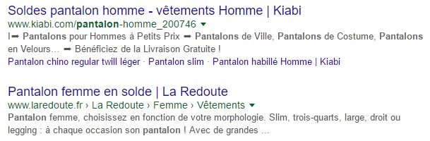 Exemple de titles et méta-descriptions